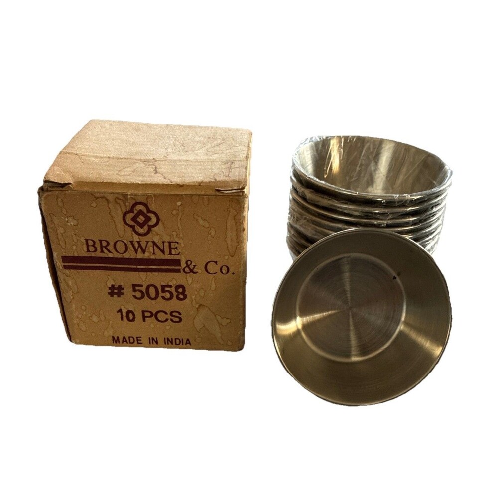 Browne & Co (10 Pack] 1.5 Oz Each Stainless Steel Dipping Sauce Cups, Reusable